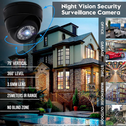 USB Security Camera Outdoor Dome Webcam, 720P Day & Night Vision, Waterproof Camera for Car Park Baby Monitor Home
