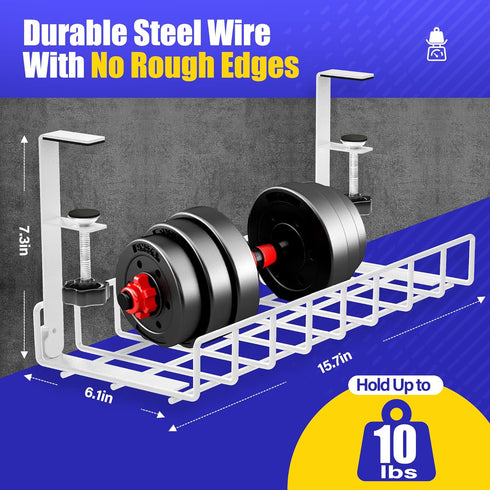 Under Desk Cable Management Tray 2 Pack, Xpatee Wire Management No Drill Cable Tray for Office, Home - White