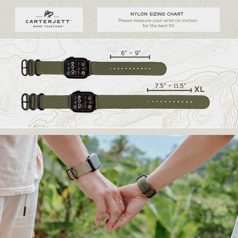 Hiking Trail Nylon Band, Rugged Compatible with Apple Watch for Men & Women, Water-Resistant Nylon Strap (Army Green)