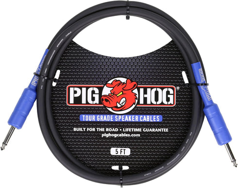 Pig Hog PHSC5 High Performance 14 Gauge 9.2mm 1/4" Speaker Cable, 5 Feet , Black by Pig Hog