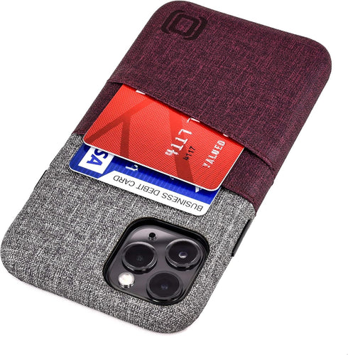Dockem Wallet Case for iPhone 11 Pro, Built-in Metal Plate for Magnetic Mounting, Maroon and Grey