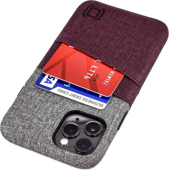 Dockem Wallet Case for iPhone 11 Pro, Built-in Metal Plate for Magnetic Mounting, Maroon and Grey