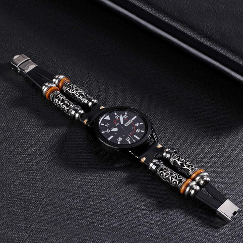 22mm Leather Vintage Bracelet Bands Compatible with Garmin Venu 2/Venu 3/Vivoactive 4 & Samsung Galaxy Watch 3/46mm