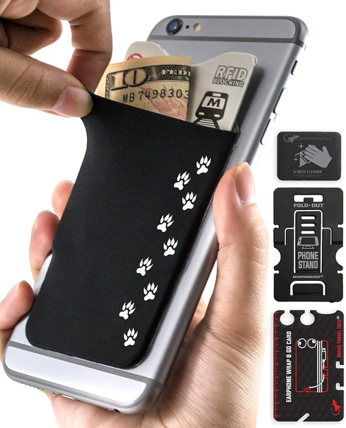 Phone Wallet - Adhesive Card Holder, Cell Phone Pouch, Stick on Lycra Pocket by Gecko for Credit Cards and Cash