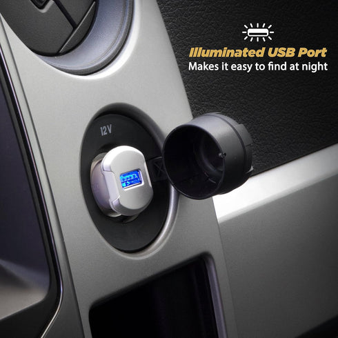 Scosche USBC121M ReVolt Universal Cigarette Lighter USB Car Charger, Fast Charge One Device Quickly, Black