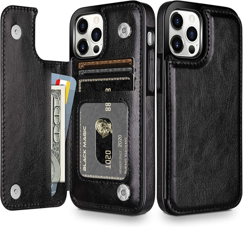 HianDier Wallet Case for iPhone 12 Pro MAX, Slim Protective with Credit Card Slot Holder, Flip Folio Soft PU Leather,