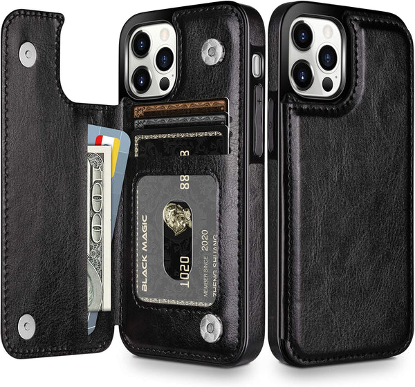 HianDier Wallet Case for iPhone 12 Pro MAX, Slim Protective with Credit Card Slot Holder, Flip Folio Soft PU Leather,