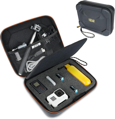 USA Gear Water Resistant EVA Foam Hard Case, Lightweight Customizable Interior, Compatible with Go Pro Hero 10, 9, 8,