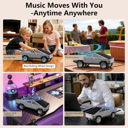 AONOX Cybertruck Bluetooth Speaker for Car, Mini Wireless Speaker with LED Lights, FM Radio, USB/TF Card, TWS Stereo