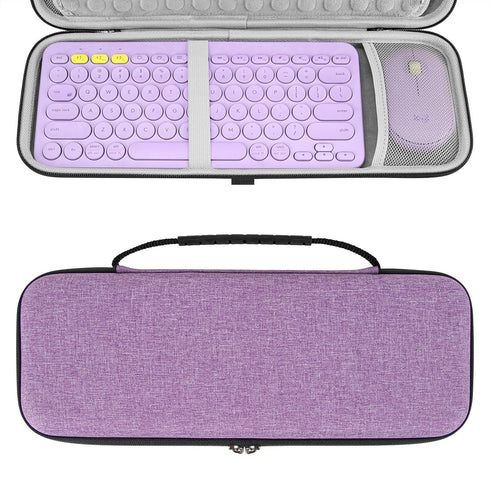 Geekria K380 Keyboard + M350 Mouse Combo Carrying Case, Protective Travel Bag for Logitech Pebble 2 Combo, Lavender