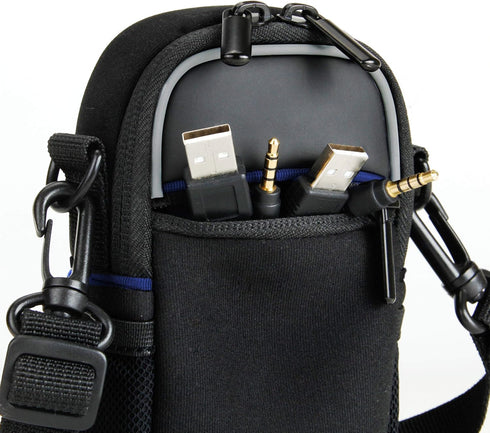 USA Gear Compact Camera Case for Point & Shoot with Accessory Pockets, Rain Cover & Shoulder Strap