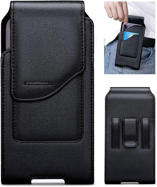 Belt Holster for iPhone 15 14 13 12 11 Pro Max, 15/14 Plus, XS Max, Samsung Galaxy S23+ A54 A53 A52, with Card Slot