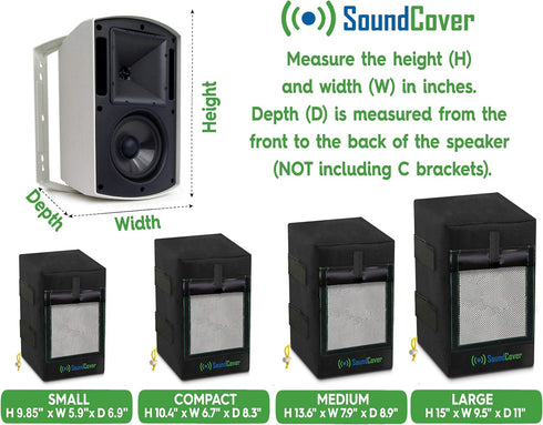 Two Small Heavy Weight 600D Waterproof Outdoor Speaker Covers for C-Bracket Mounted Speakers, Fits Yamaha & Polk