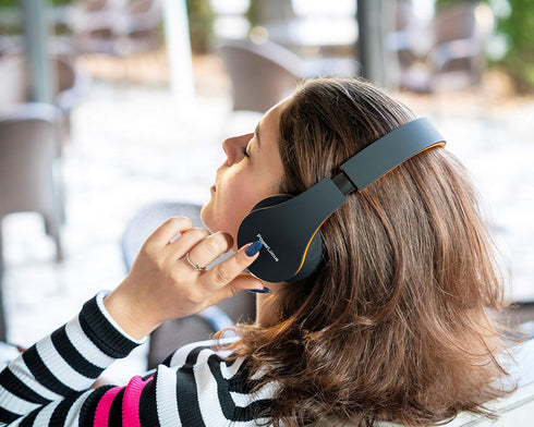 PowerLocus Wireless Bluetooth Over-Ear Headphones, Foldable Wired Headsets with Built-in Microphone for iPhone,