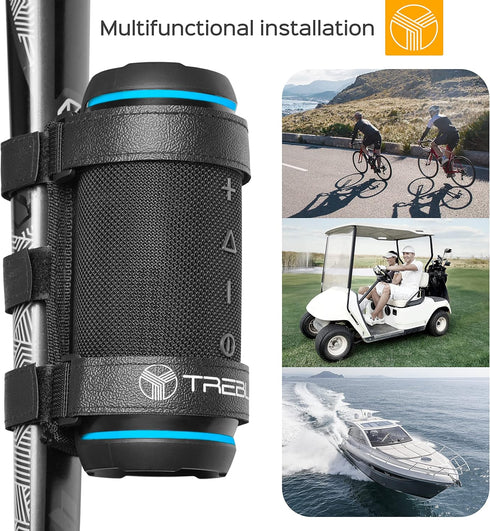 TREBLAB Bluetooth Speaker Mount - Universal Adjustable Strap Holder for Bike, Golf Cart Railing, Compatible with Most