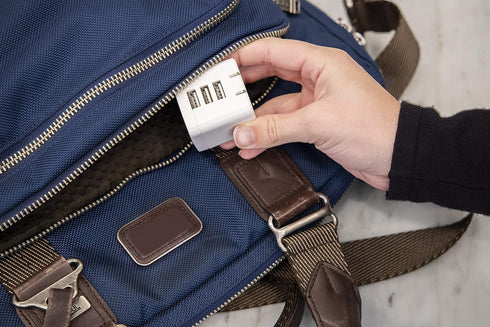 UltraPro GE Pro 3-Port USB Charger, Foldable Plug for iPhone 13/12/11/Pro/Pro Max/Mini, iPad Pro, Samsung Galaxy S21.