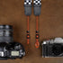Padwa Lifestyle Black and White Plaid Camera Strap, 2" Wide Double Layer Cowhide, Adjustable Neck Strap for All Cameras