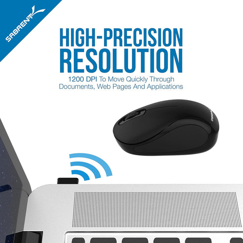 SABRENT Mini Travel 2.4GHz Wireless Mouse with Nano Receiver (MS-WSML) by SABRENT
