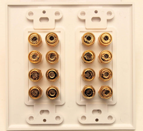 Speaker Wall Plate 16 Post for 8 Speakers and Color Coded for Home Theater System Dolby Audio Sound Our Speaker Wall Plates Provide an Easy Professional Clean Look.