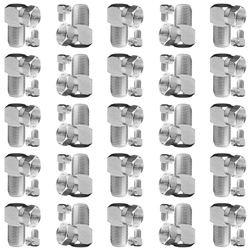 Right Angle Coaxial Connector, 50 Pcs F Type Female to Male Adapter, Compatible with RG59/RG6 Coax Cable and Wall Plates, for TV, Modem, Internet Router etc.