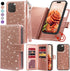 Varikke Wallet Case for iPhone 13 Pro Max, Fashion Glitter PU Leather Strap, Magnetic Flip Cover, Rose Gold