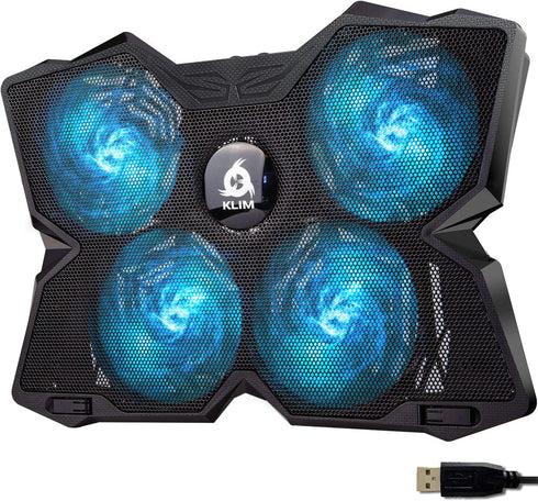 KLIM Wind Laptop Cooling Pad - New Version 2024 - The Most Powerful Rapid Action Cooling Fan with 4 Cooling Fans at