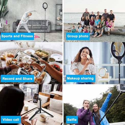 BZE 62 inches Extendable Selfie Stick Tripod with Wireless Remote & Phone Holder, Portable Aluminum Stand