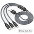 Multi Charging Cord 4ft, 2Pack Nylon Braided Apple MFi Certified iPhone Charger, 3 in 1 Lightning Cable