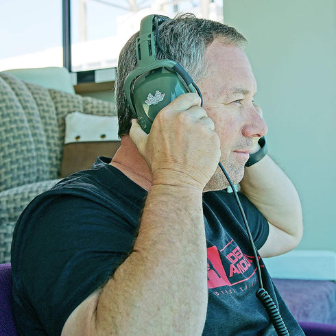 Earmuff Headphones Compatible with iPhone & Scanner - Ideal for Impact Sports like Hunting, NASCAR, Construction