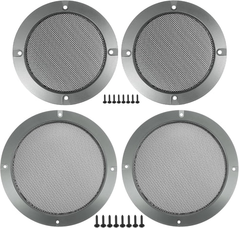 ACROPIX Universal Speaker Grills Cover Mesh Round 4" 6.5" - Pack of 4, Iron Gray, Audio Speaker Subwoofer Protector