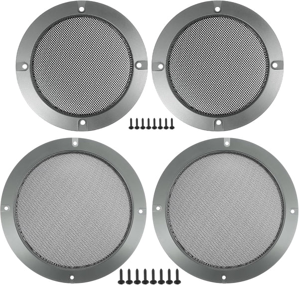 ACROPIX Universal Speaker Grills Cover Mesh Round 4" 6.5" - Pack of 4, Iron Gray, Audio Speaker Subwoofer Protector