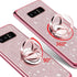Cute Bling Glitter Phone Case for Samsung Galaxy Note 8, Shockproof 2-Layer Protective Cover with Ring Stand & Lanyard