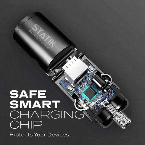 STATIK Dual Car Phone Charger for Cigarette Lighter Plug, 12v - 24 V Fast Charging, USB C & USB A Power Adapter for