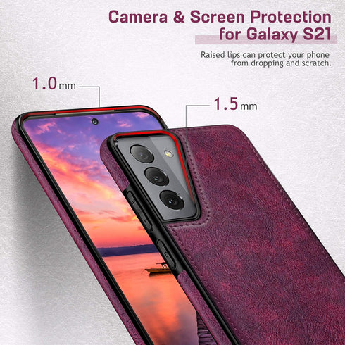 LOHASIC Galaxy S21 5G Case for Women, Slim Leather Elegant Luxury PU Flexible Bumper Rugged Non-Slip Grip