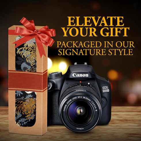 Art Tribute Vintage Camera Strap for All DSLR and Mirrorless Cameras, Black Crane Gold Foil Design