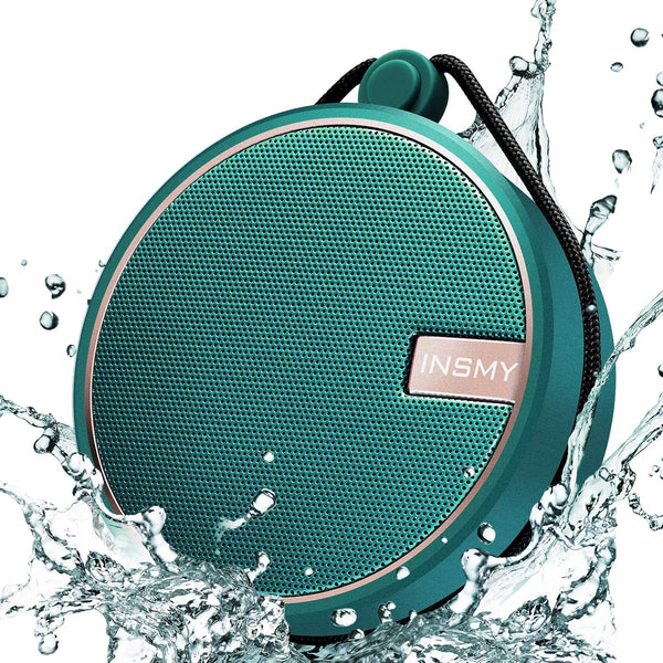 INSMY C12 IPX7 Waterproof Shower Bluetooth Speaker, Portable Small Speaker with Loud Clear Sound, Teal