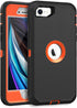 MXX Heavy Duty Protective Case for iPhone SE 2020/SE 2022 with Screen Protector, Orange/Black