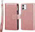 UEEBAI Wallet Case for iPhone 11 - PU Leather Magnetic Closure Handbag with Zipper Pocket, Glitter Pink