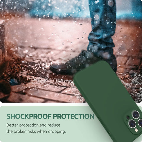 SURPHY Compatible with iPhone 13 Pro Case with Screen Protector, Liquid Silicone Phone Case, Clover Green, 6.1 inch
