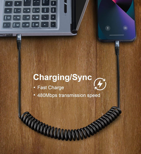 KIYODA USB Type C to Lightning Cable 3FT 2Pack, Coiled Fast Charging iPhone Charger for iPhone 14/13/12/11 Pro Max