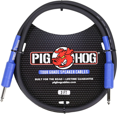 Pig Hog PHSC3 High Performance 14 Gauge 9.2mm 1/4" Speaker Cable, 3 Feet by Pig Hog