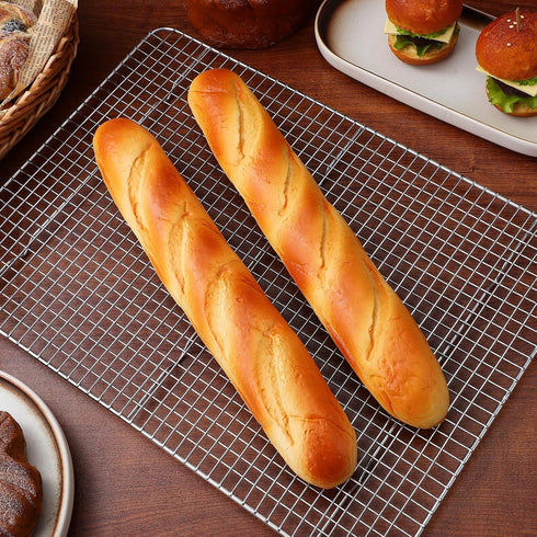 2-Pack 13.58In jojofuny Artificial French Baguette Realistic Pu Fake Bread Loaves for Kitchen Decoration Bakery Display