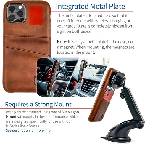 Dockem Wallet Case for iPhone 11 Pro - Built-in Metal Plate for Magnetic Mounting & 2 Credit Card Holder Slots