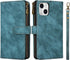 iCoverCase iPhone 13 Wallet Case with Card Holder, 2 in 1 PU Leather Magnetic Clasp, Zipper Pocket, Blue