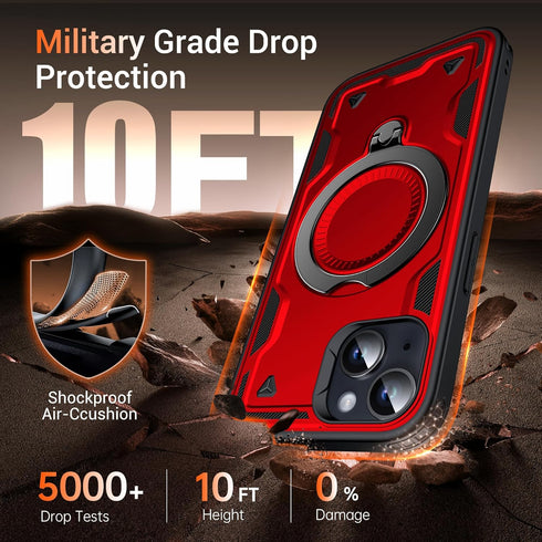 WYUIC 15 10ft 360 15 Designed for iPhone Magnetic Case, Compatible with Magsafe, Drop Test Hard Rugged, Rotating Ring