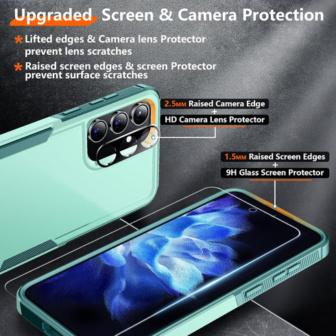 Red2Fire Heavy Duty Case for Samsung Galaxy S24, Light Green, with 2Pcs Tempered Glass & Camera Protector, Military
