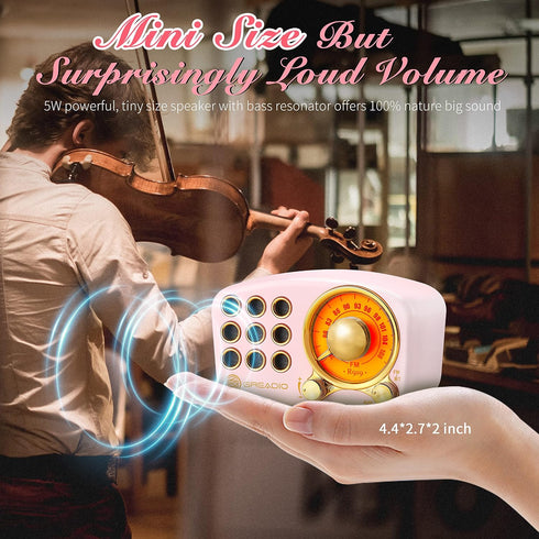Greadio 5.0 MP3 Retro Bluetooth Speaker, Vintage Radio- FM Radio with Old Fashioned Classic Style, Strong Bass