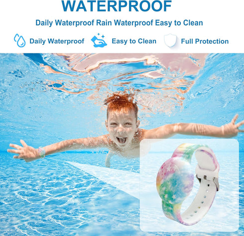 Waterproof AirTag Bracelet for Kids, Soft Silicone Hidden Holder Case Compatible with Apple Airtag, Adjustable