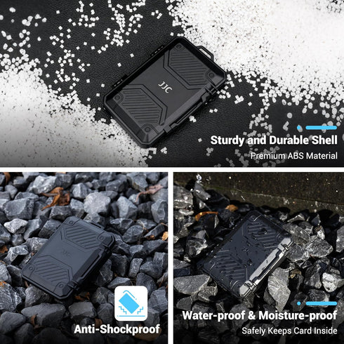 JJC 8 12 2 IP67 Slim Memory Card Case for SD TF and Nano SIM Cards, Waterproof Anti-Shock Anti-Dust, Compact Size