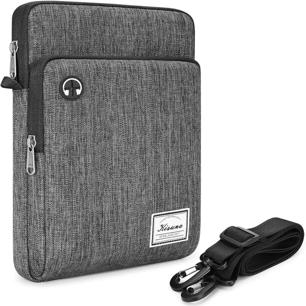 KIZUNA 10 Inch Water Resistant Tablet Sleeve Case, Shoulder Messenger Bag for iPad Pro, Galaxy Tab, Grey